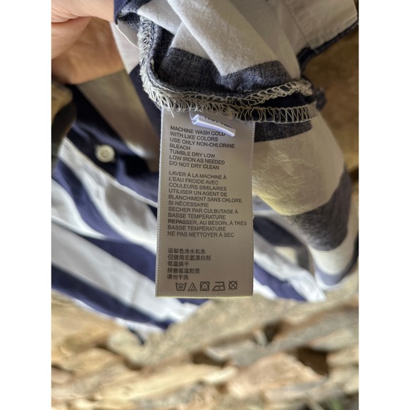 Urban Outfitters Mens Navy Blue White Striped Short Sleeve Button Down Shirt - Picture 3 of 7
